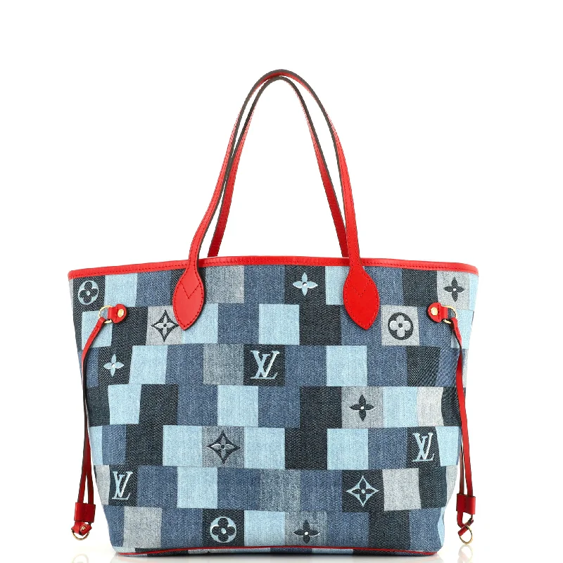 Christian Dior tote bags with a double - handle and shoulder - strap optionNeverfull Tote Damier and Monogram Patchwork Denim MM