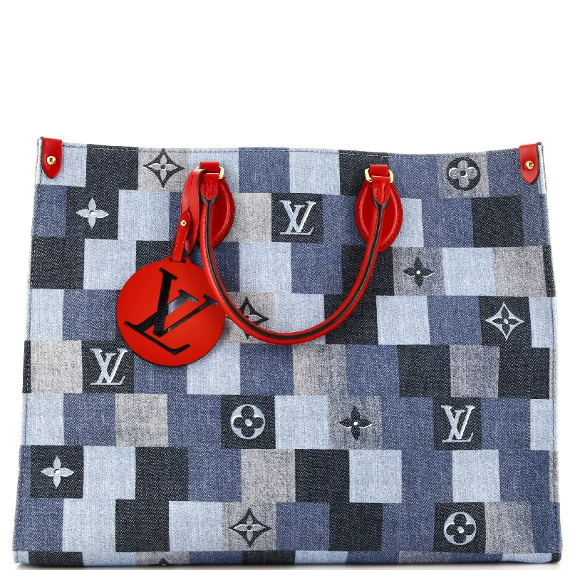 Christian Dior handbags with a removable shoulder strap for versatilityOnTheGo Tote Damier and Monogram Patchwork Denim GM